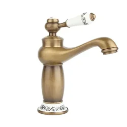 Grifo de lavabo de baño montado en cubierta, Control de palanca única, grifo mezclador de un orificio, grifo de lavabo con hermoso patrón, cepillado, latón
