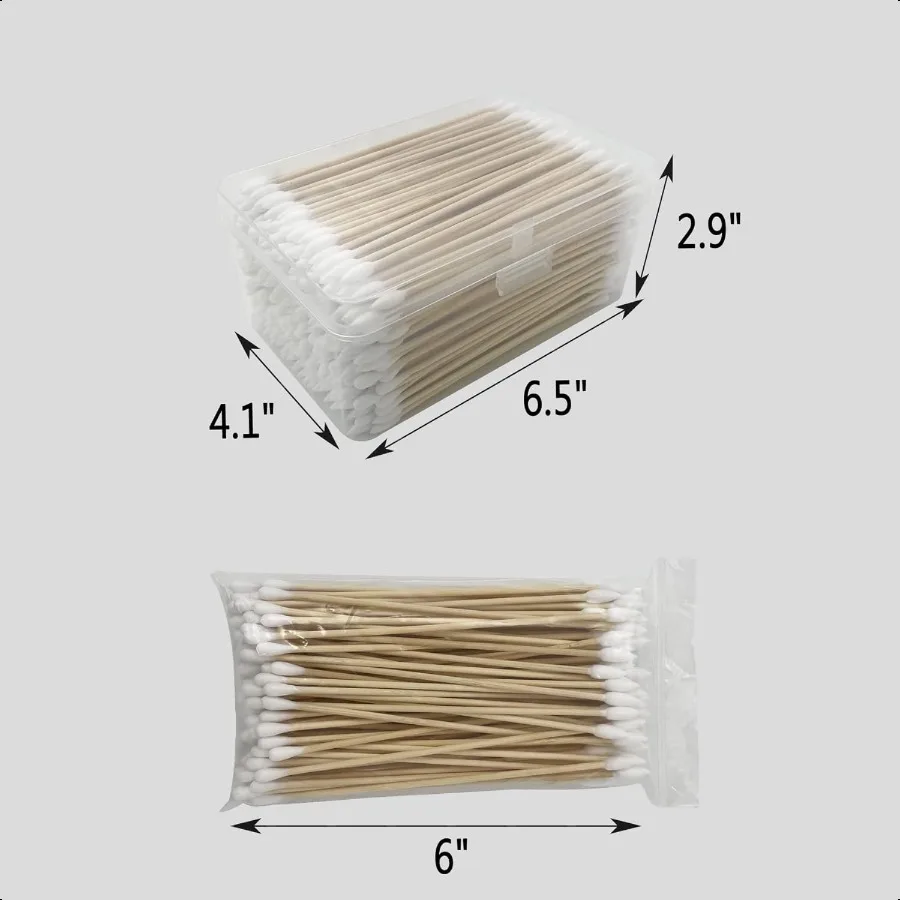 Tamponi per pulizia pistola in scatola di immagazzinaggio Tamponi di cotone lunghi 6 pollici Manico in bambù Applicatori con punta in cotone altamente assorbente per pistola Cle