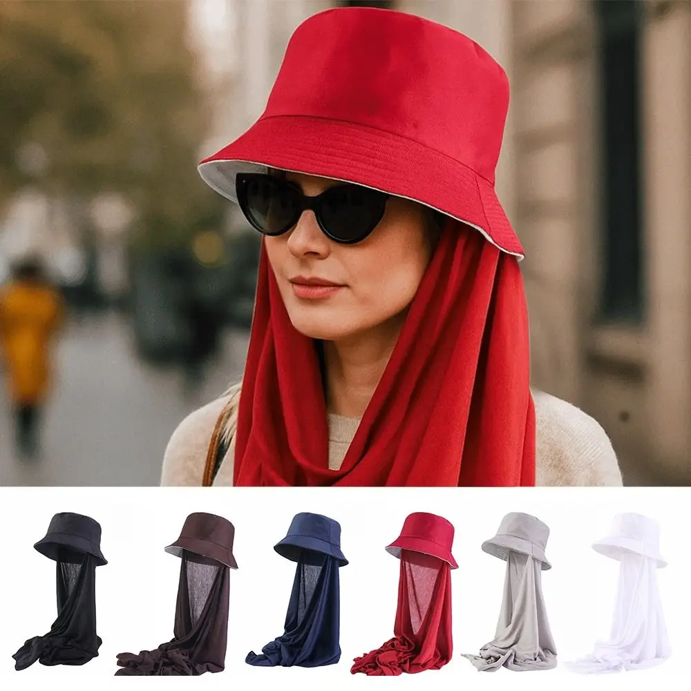 

Удобный платок, шарф-ведро, дышащая однотонная солнцезащитная шапка-тюрбан, защита от солнца, рыбацкая шляпа для женщин