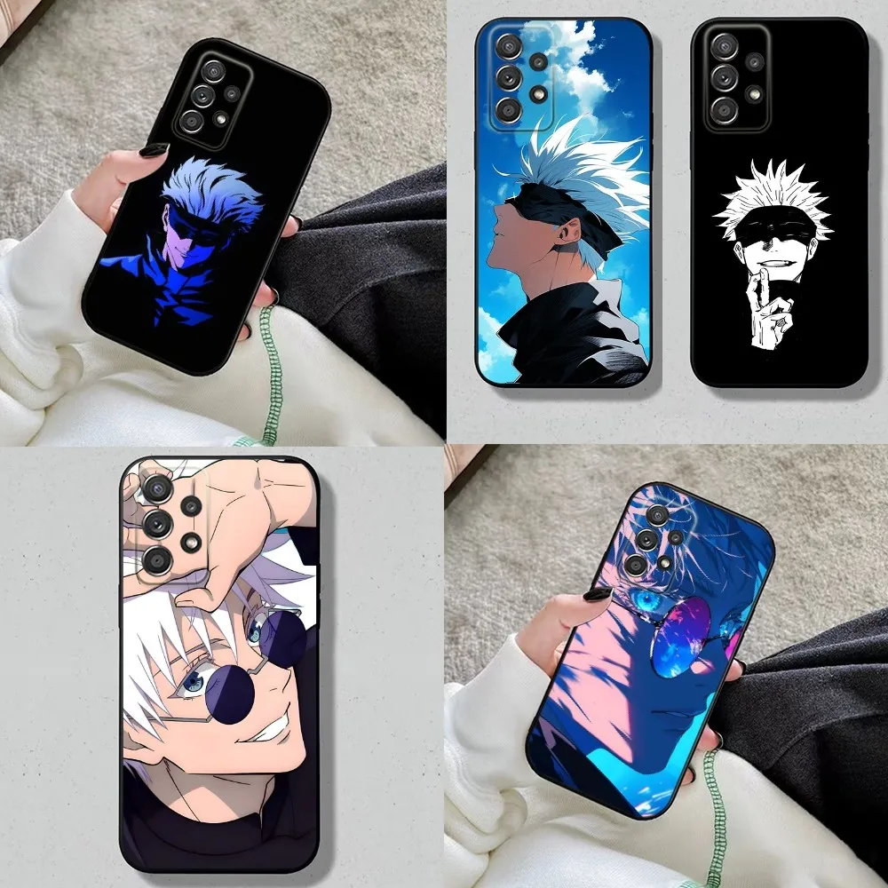 Anime Gojo S-Satoru Phone Case For Samsung S24,S23,S22,S21,S20,S10,S10E,S9 Plus FE Note 20 Plus Soft Black Cover Shell