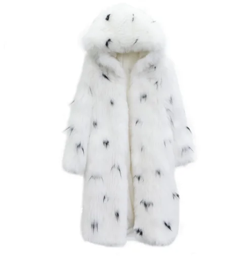 New Fashion  Real Fox  Fur Coat With Luxury Genuine Knitted  Fox Fur Hood  Jacket Factory Wholesale OEM