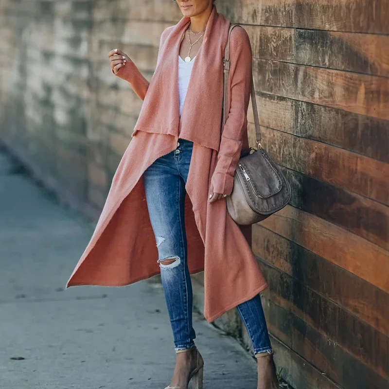 Women Knitwear Turn-Down Collar Winter Coats 2024 Bohemian Long Sweater Cardigan Female Holiday Oversized Patchwork Cardigans