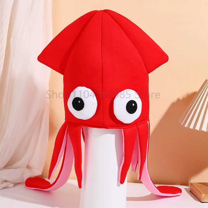 Lustige Unisex Frauen Rot Plüsch Helle Oktopus Kappe Party Hut Octopus Kopfbedeckung Männer Grün Erwachsene Tintenfisch Hut