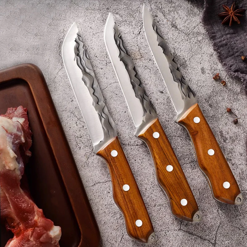 

PLYS 2PCS Kitchen Knife 5CR Stainless Steel Forged Boning Knife Commercial Butcher Knife Set for Meat Cutting and Boning