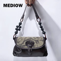 MEDIOW England Style Bags For Women Luxury Designer Handbags And Purses 2024 New In PU Letter Sequined Beading Underarm Shoulder