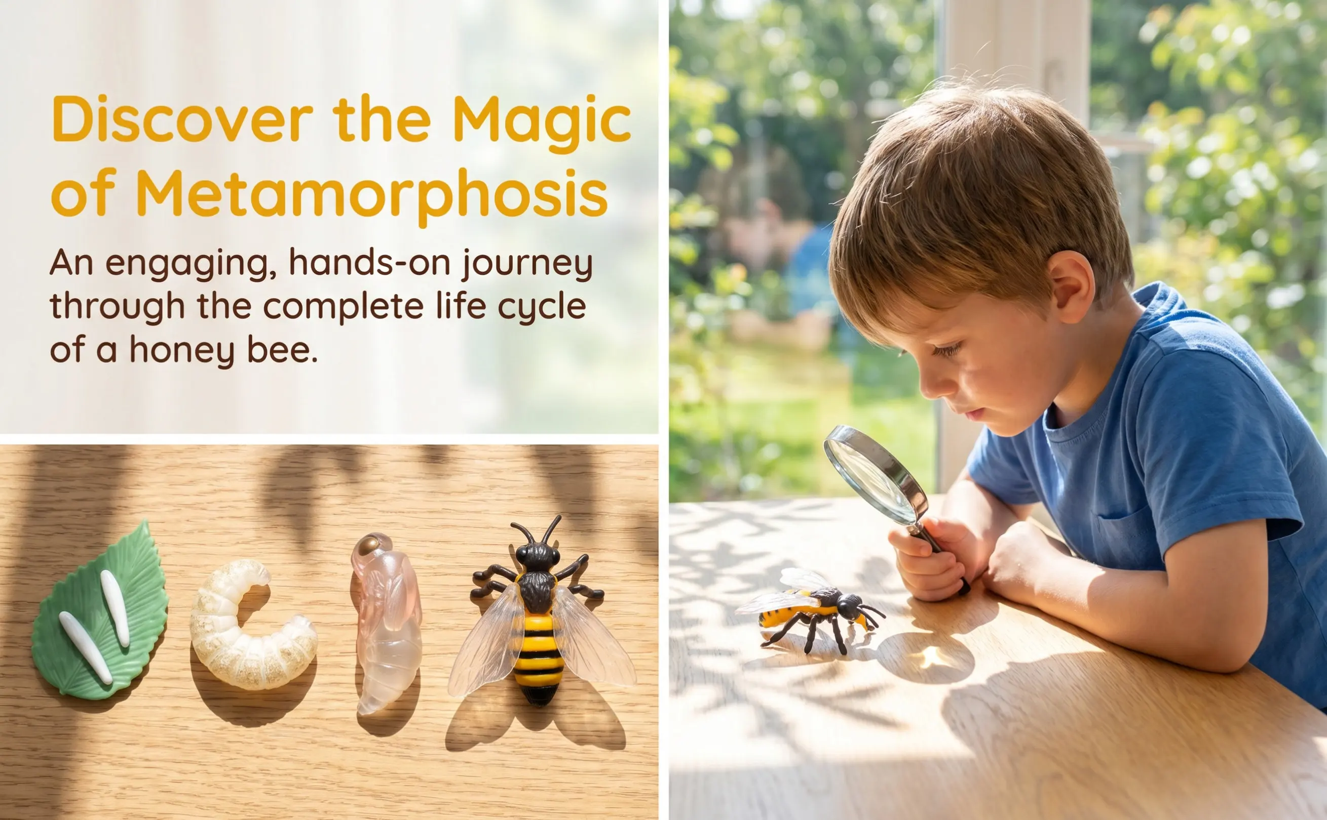 1Set Educational Bee Growth Cycle Simulation Insect Set for Science Museums Schools Kids Learning Figure Model