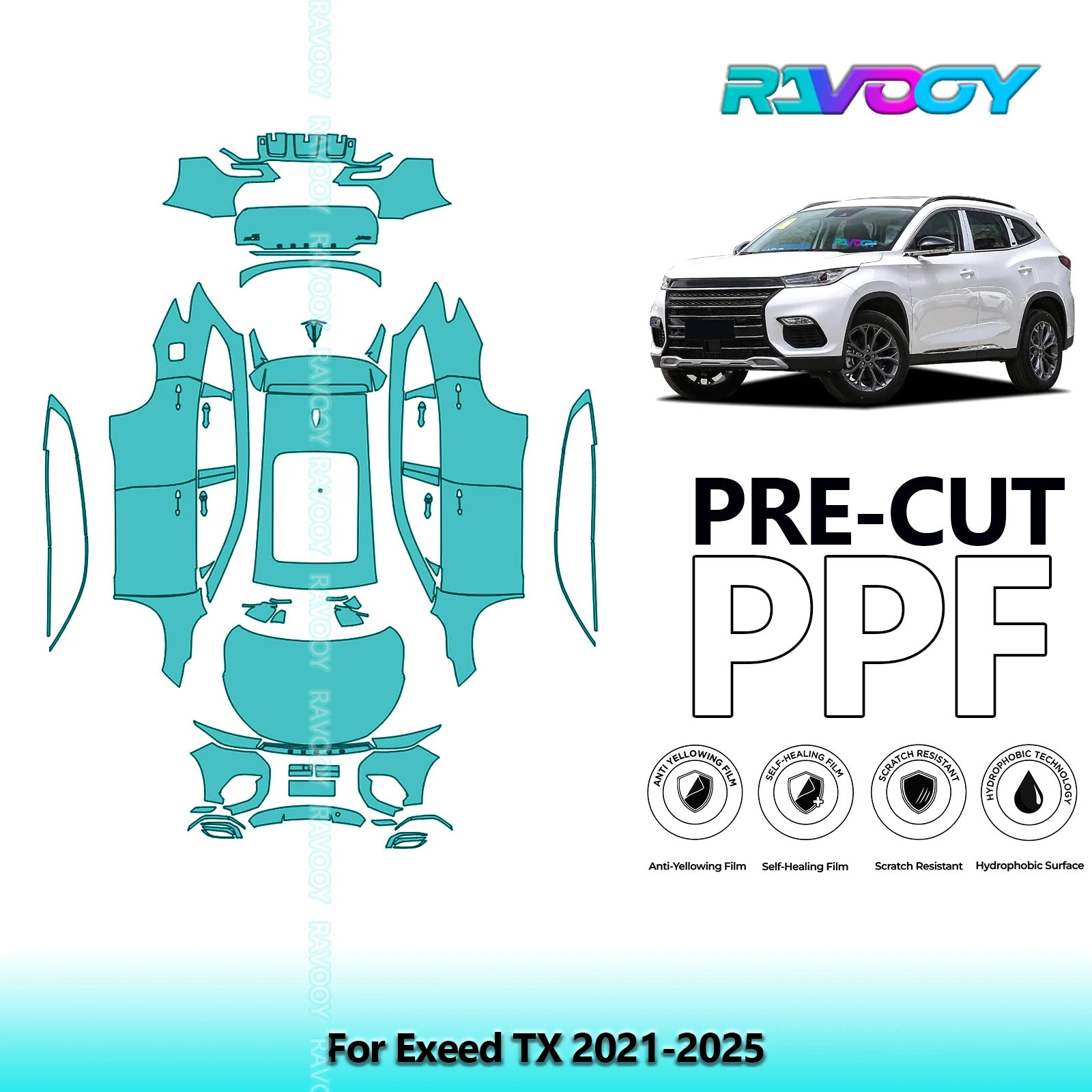 

Full Vehicle Clear Bra Precut PPF Paint Protection Film For Exeed TX 2021-2025