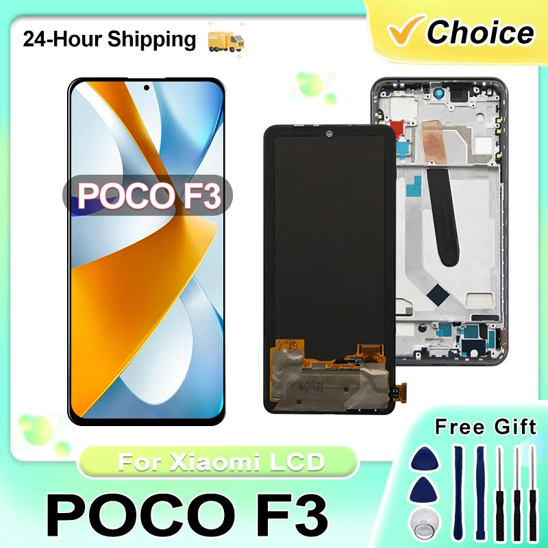 AMOLED 6.67\'\' For Xiaomi Poco F3 LCD Display with Frame Touch Panel Digitizer For Poco F3 Pro M2012K11AG Screen Replacement