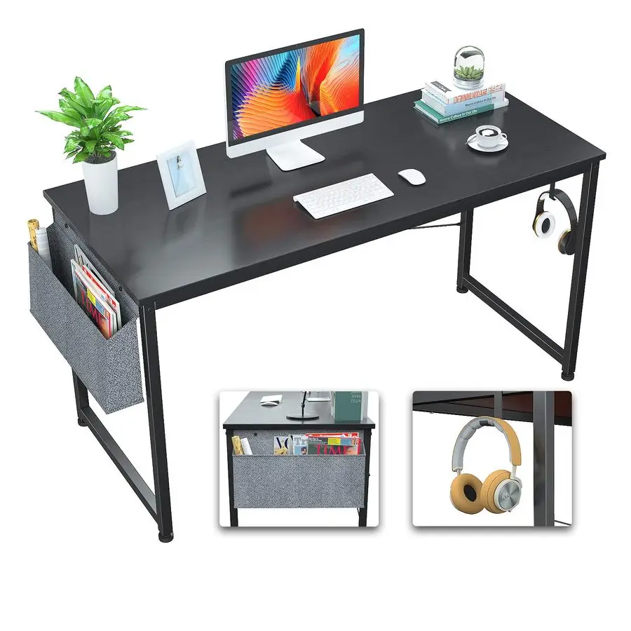 

Computer Desk 47 Office Desks Writing Study Desk Modern Simple PC Laptop Notebook Table with Storage Bag and Iron Hook for Home