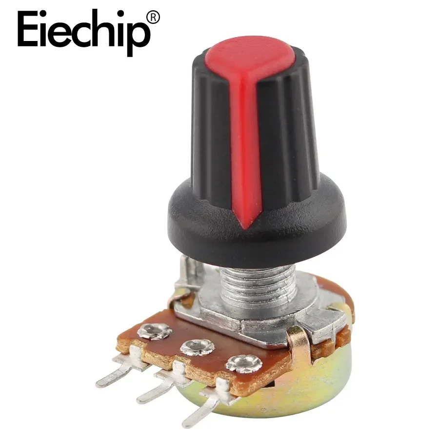 WH148 Potentiometer Kit 1K 2K 5K 10K 20K 50K 100K 250K 500K 1M 15mm Linear Taper Rotary Potentiometer Set 3Pin With Knob Cap