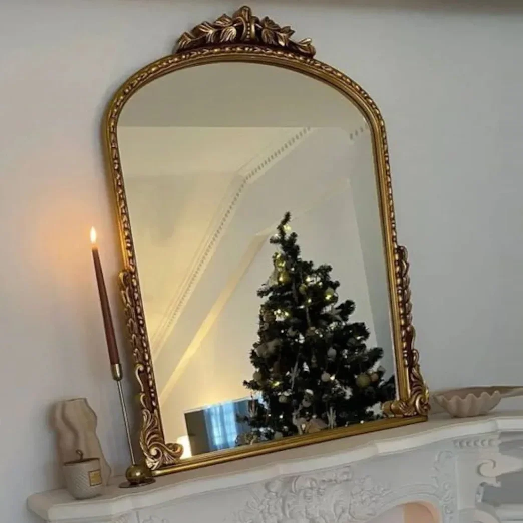 French makeup mirror desktop wall hanging European retro wall hanging American fireplace decorative mirror