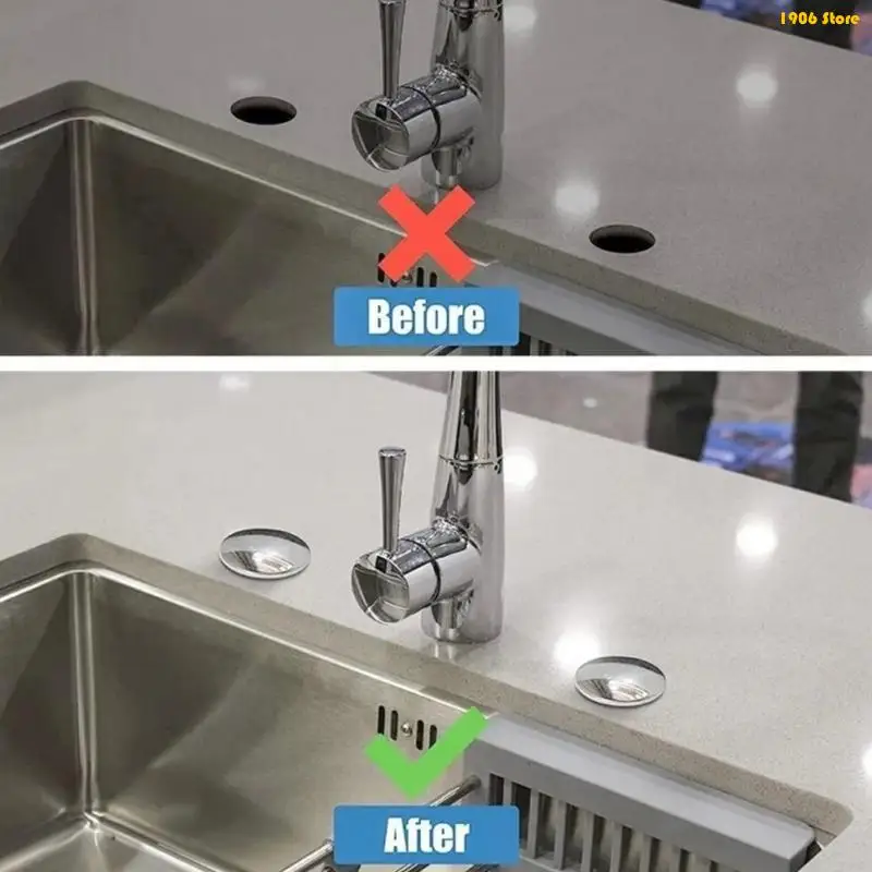 U1JB Stylish Silver Decorative Plug For Kitchen Sink Holes Concealment Easy Cleaning