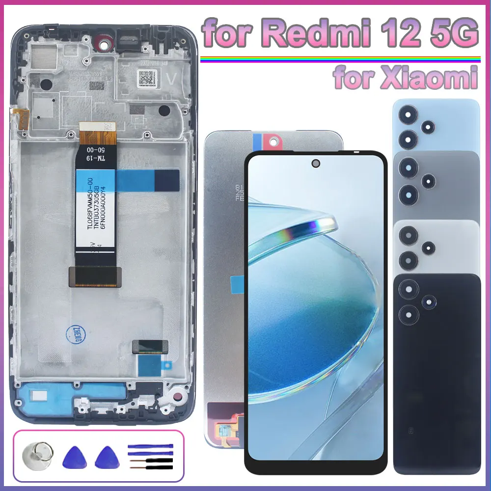 LCD for Xiaomi Redmi 12 5G 23076RN4BI Display Touch Screen Digitizer Assembly Replacement for Redmi 12 5G 23076RN8DY With Frame