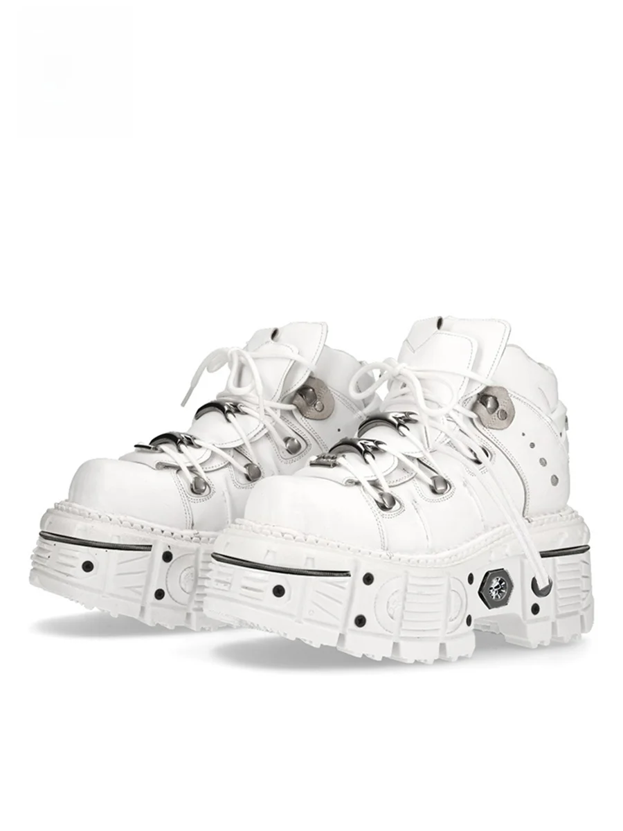

Retro Tank Sole Thick Bottom Shoes Punk Metal Y2K Spicy High Top Little Leather Rockabilly Heightening Platform Single Shoes