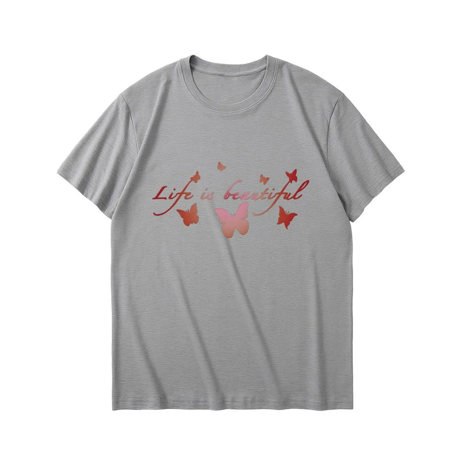 Y2k موضة تي شيرت غير رسمي 2025 ملابس امرأة بلوزات مستديرة العنق الشارع الشهير الفتيات الربيع الصيف قصيرة الأكمام تي شيرت ملابس امرأة