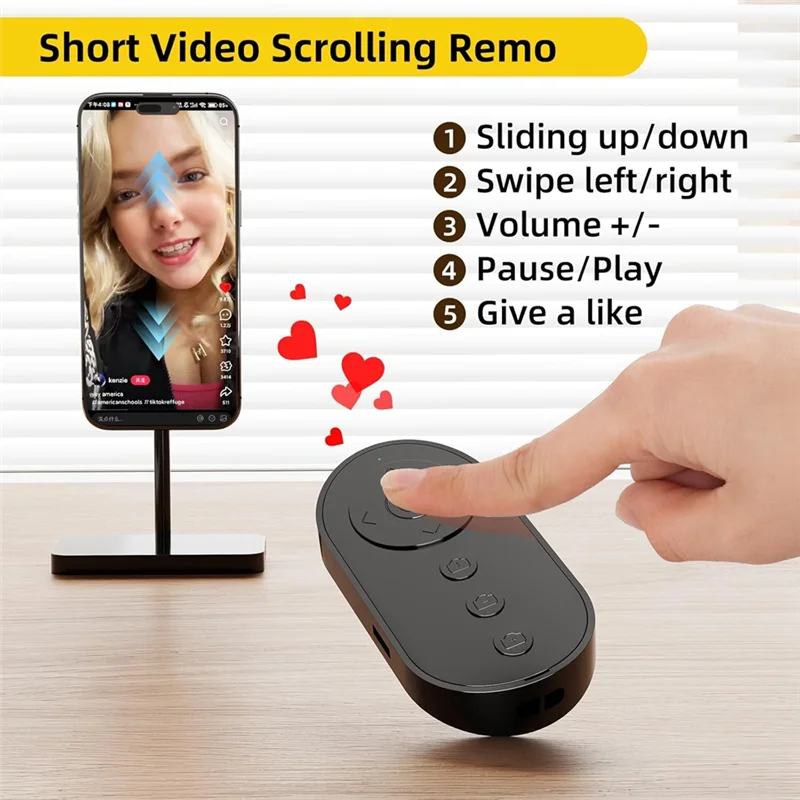

-ABPU Zoom-Capable Bluetooth Camera Remote Shutter, Front/Rear Camera Control For Selfies And Videos