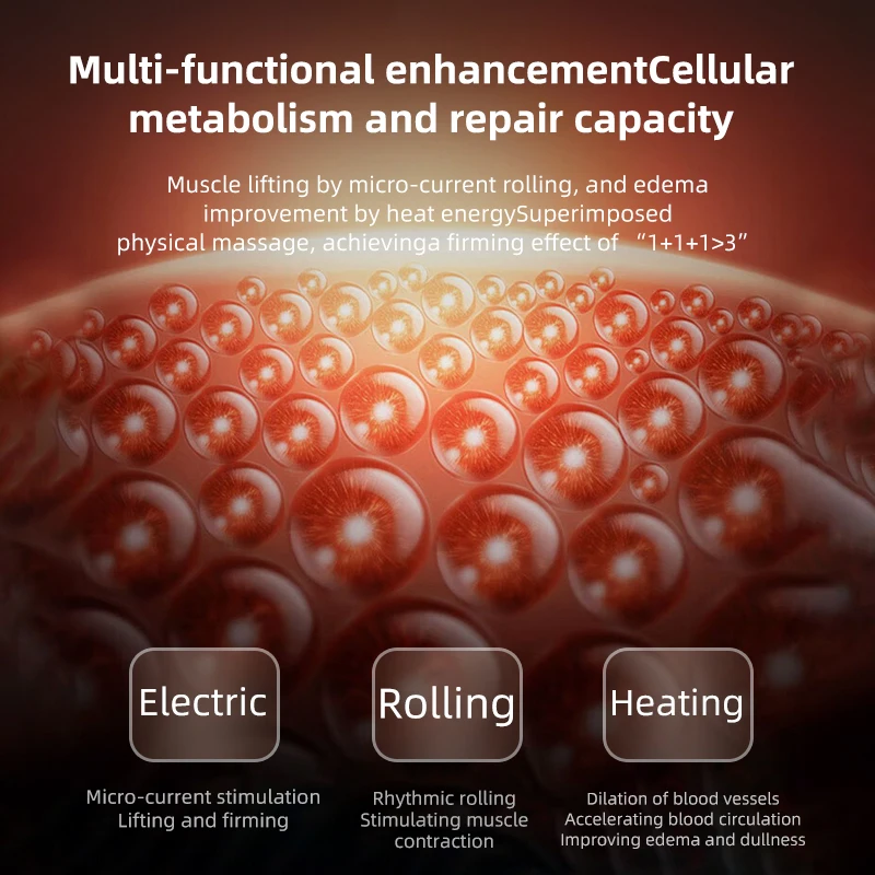 3in1加熱EMS美顔ローラーマッサージャー、リフトアップ、肌再生、肌引き締め、マイクロカレント美顔器、家庭用