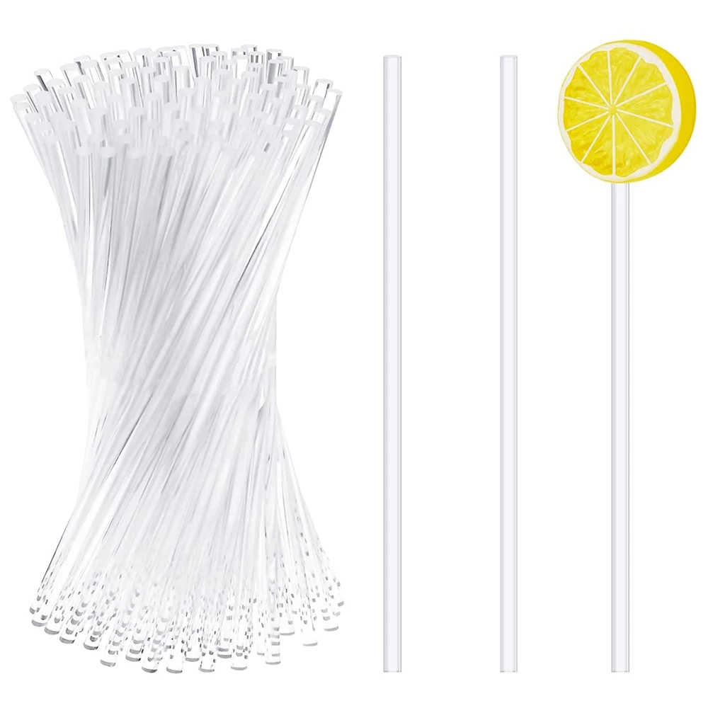 100 Pieces 4 Inch Acrylic Lollipop Sticks Clear Reusable Acrylic Rods for Making Lollipops Cake Pops Candies Chocolates