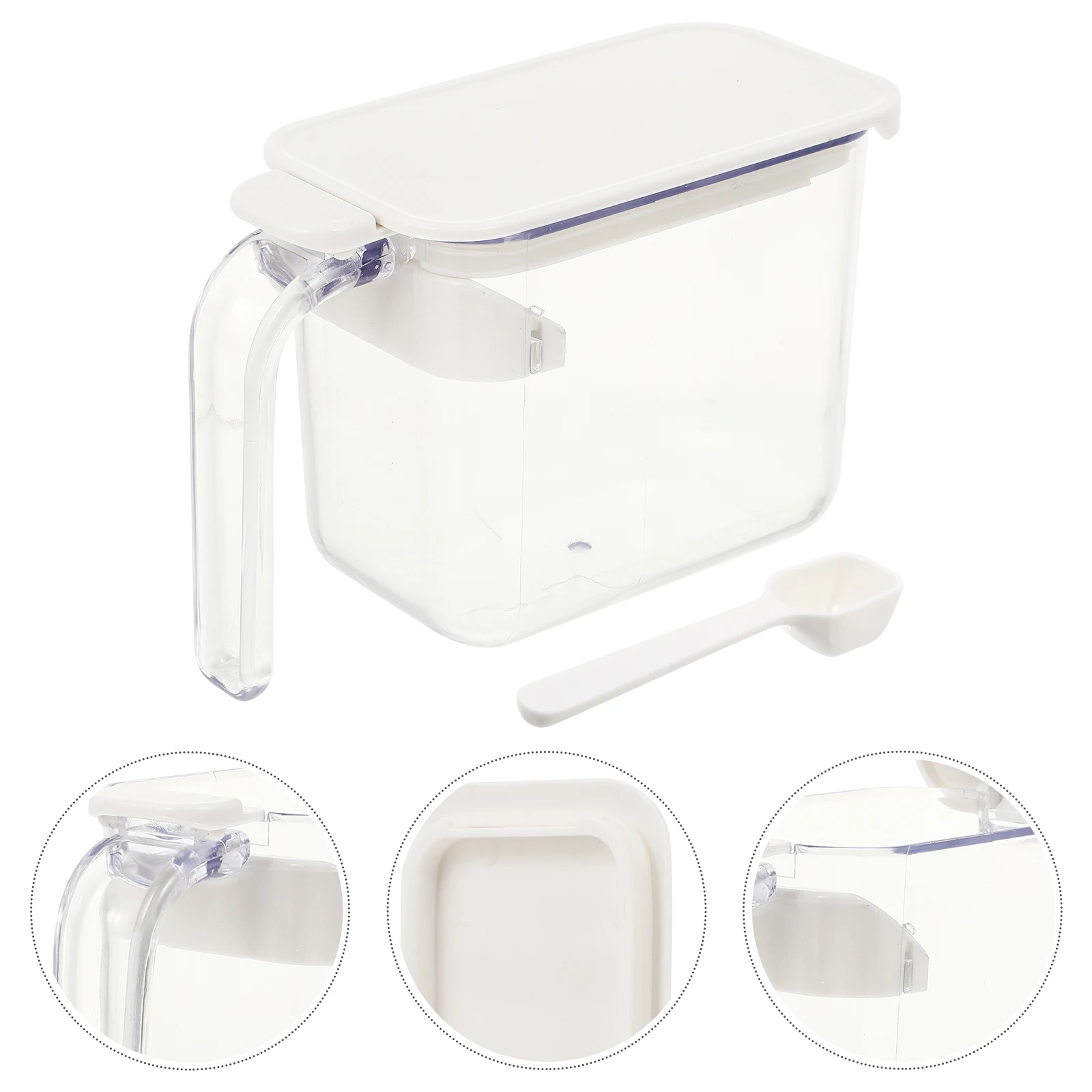 

Seasoning Box With Spoon Cover Spice Storage Container Salt Sugar Jar Kitchen Organizer Pp Condiment Box Household Multi