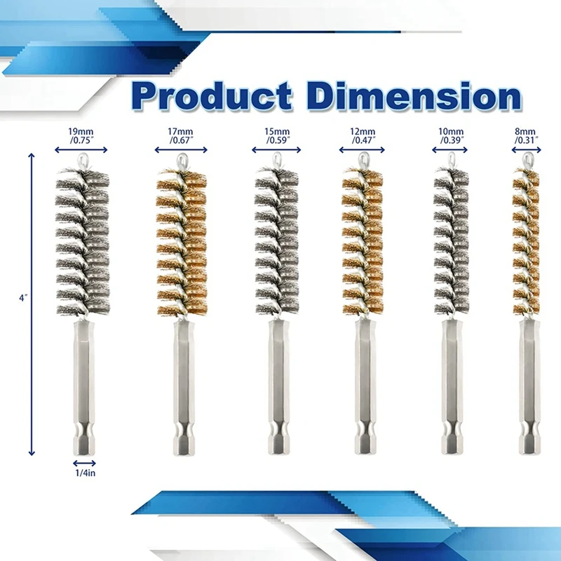 12 Stücke Draht Bohrung Pinsel Bohrung Reinigungsbürste Pinsel Set Edelstahl Draht Twisted Pinsel Für Bohrer Schlagschrauber In 6 Größe