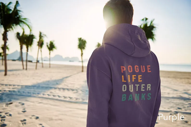 2024 Pogue Life Oversized Hooded Sweatshirt, Obx Sweatshirt,North Carolina,P4l,Unisex,Pogue Life Sweatshirt,Harajuku Casual Tops