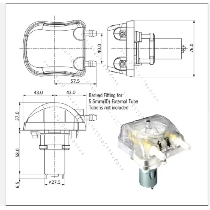 Peristaltic Pump with Replaceable Pump Head and Phared BPT Peristaltic Tubing 500ml 800ml 1000ml/mim, 40psi