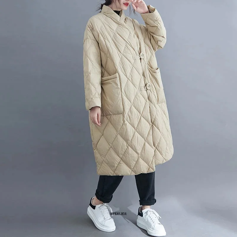 Plus Size 6XL 140kg Winter Women Trench Thicken Female Long Coat Clothing Long Sleeve Warm Coat