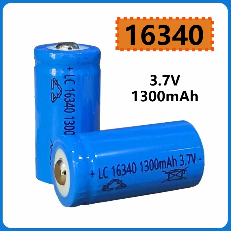 16340 1300 mAh 3,7 V CR123A wiederaufladbarer Li-Ionen-Akku für Taschenlampe, Laserpointer, Überwachungskamera, CR17345-Batterien