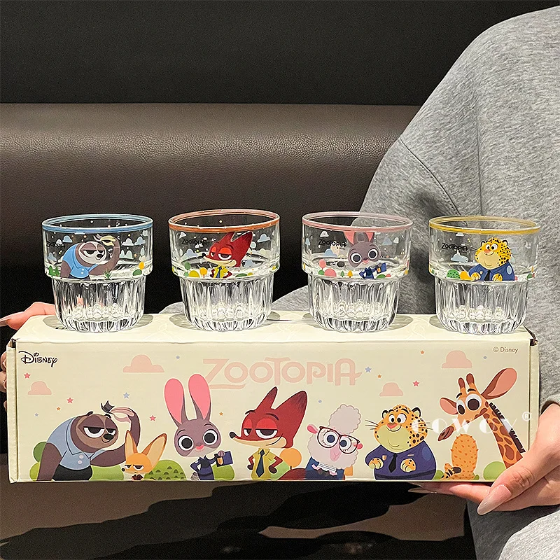 

Zootopia Cute Cartoon Characters Stackable Transparent Glass Cup Creative Cute Cartoon 250ml Water Glasses Milk Coffee Cups Gift