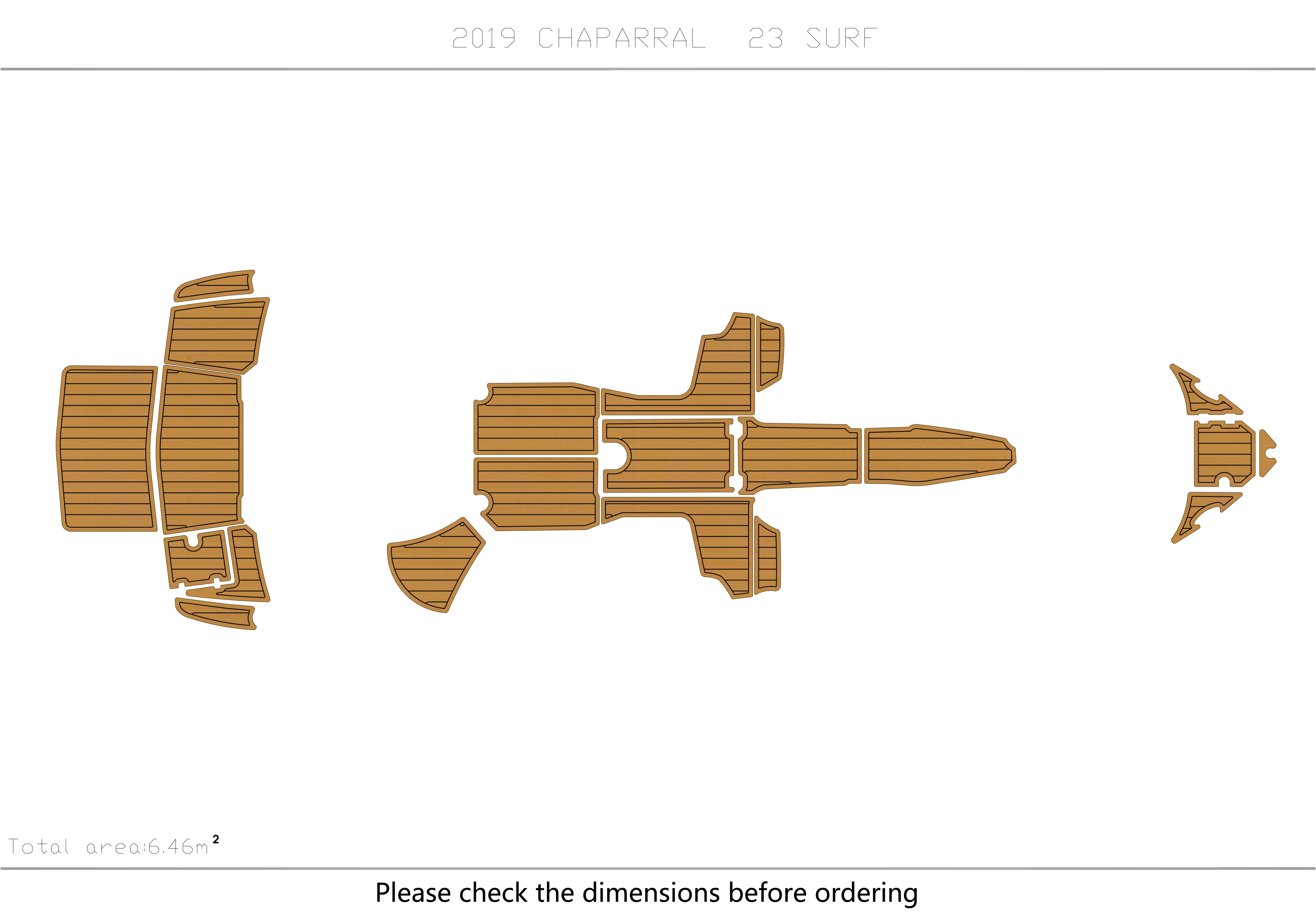 

2019 CHAPARRAL 23 SURF Cockpit swimming platform bow 1/4" 6mm EVA FAUX Water Ski Yacht Fishing Boat Non-slip mat floor