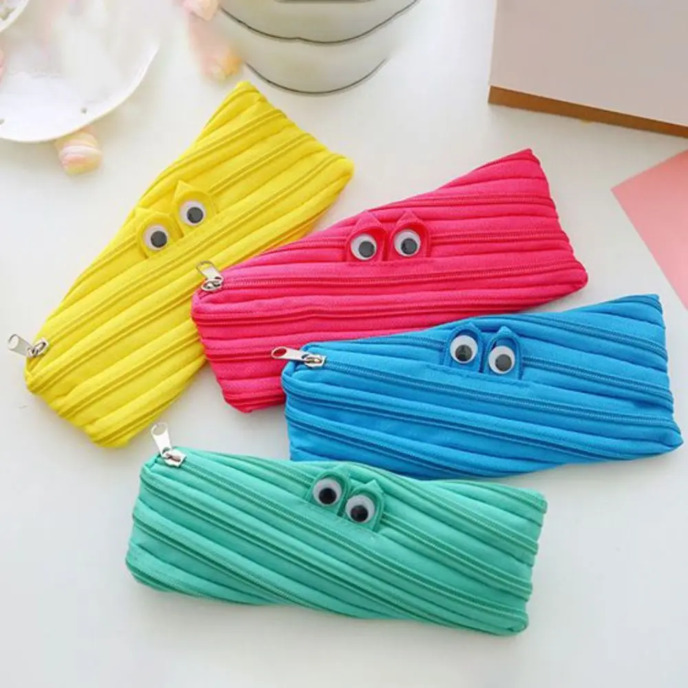 Rabbit Ear Zipper Makeup Lipstick Bag Large Capacity Cartoon Students Pencile Bag Card Holder Solid Color