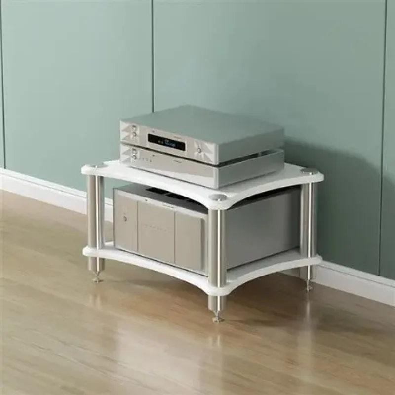 for Audio Cabinet Power Amplifier Stand Speaker Shelf with Shock Absorber Foot Nails Equipment Rack Storage Organizer