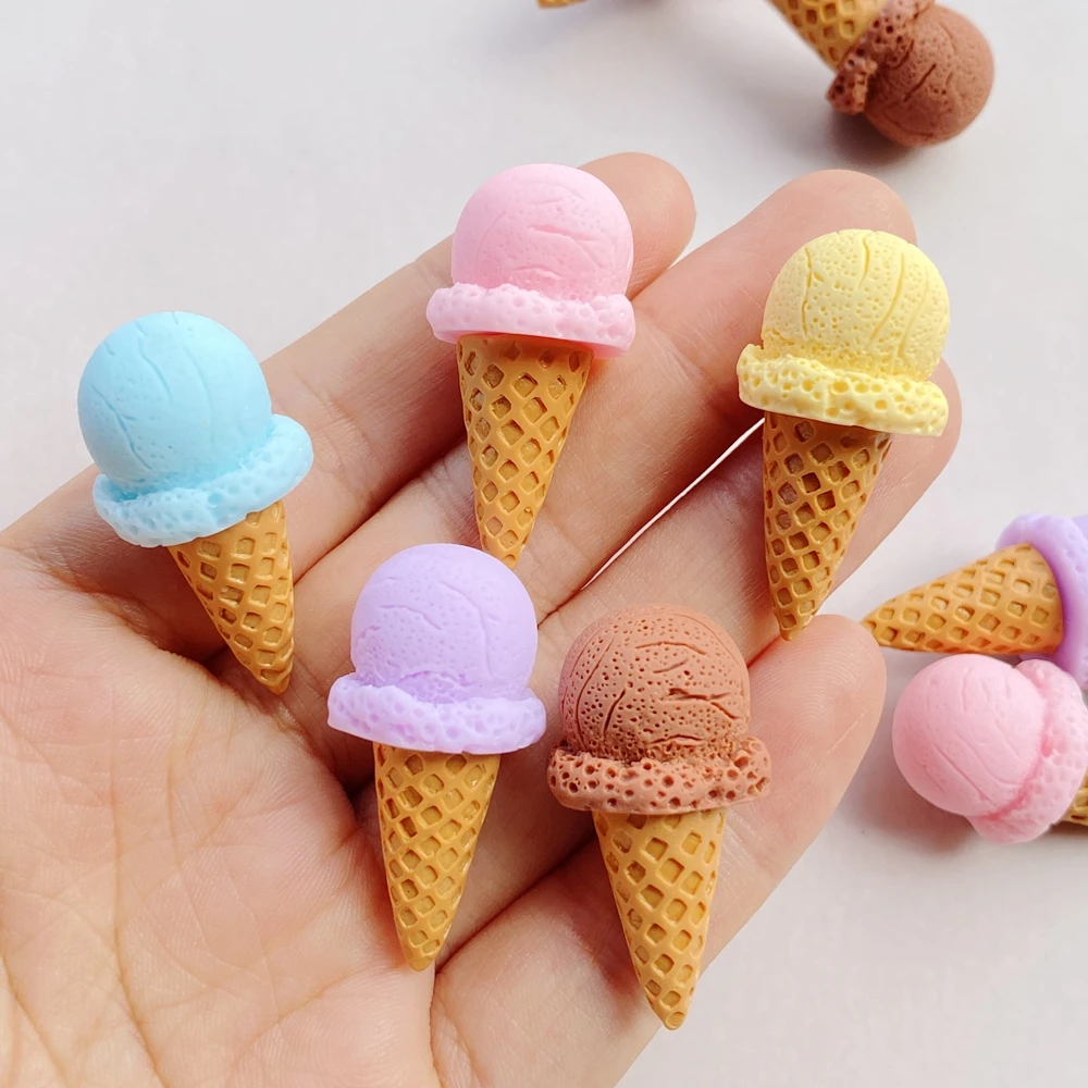 5Pcs Cute Colorful 3D Ice Cream Series Flat Back Resin Cabochons Scrapbooking DIY Jewelry Craft Decoration Accessorie