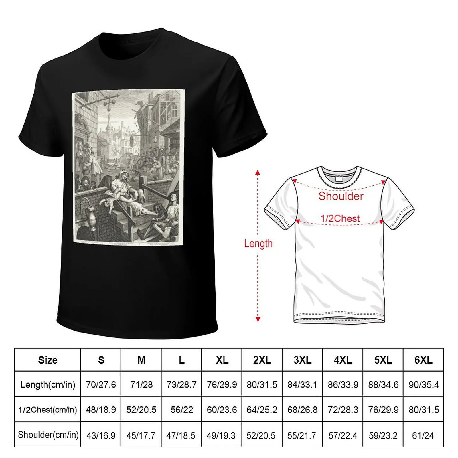 Gin Lane - William Hogarth (1697-1764) - 18th century engraving print T-Shirt Breathable Lightweight Summer Top