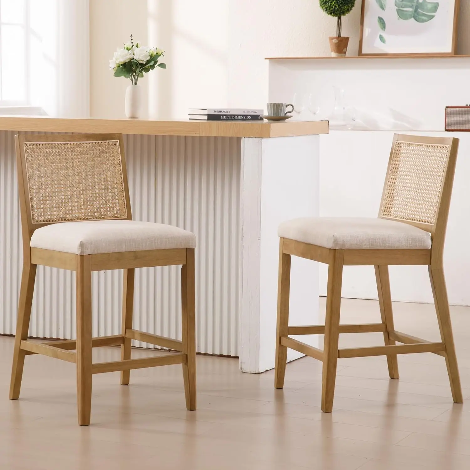 

Набор из 2 барных стульев, 66 см, современные барные стулья для кухонного острова, деревянные барные стулья в стиле фермерского дома со спинкой, на заказ