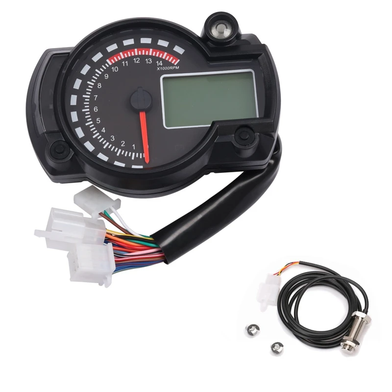 Universal Motorcycle Lcd Digital Meter Odometer Tachometer Speedometer 14000RPM Gauge With Bracket