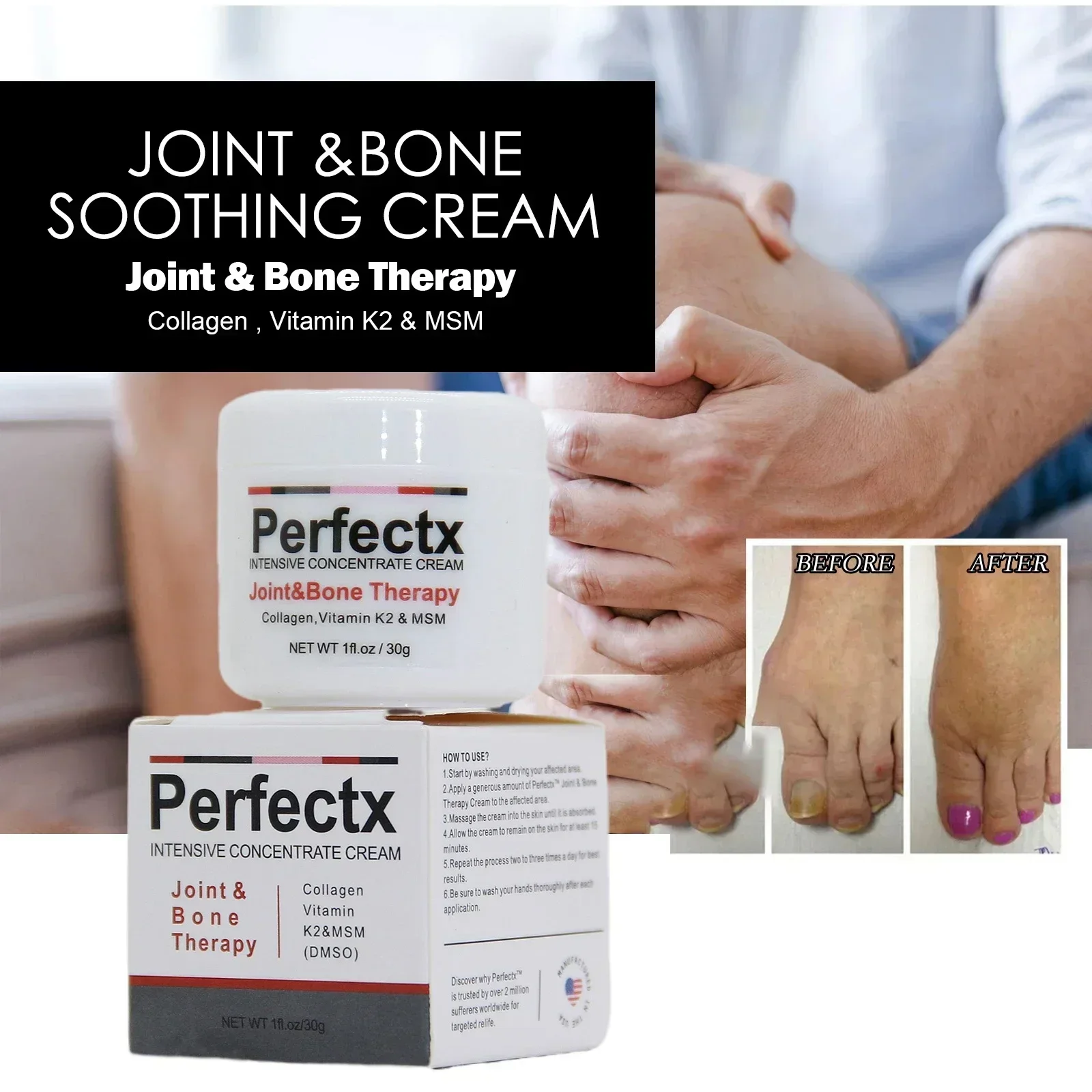 Perfectx-Crème réparatrice pour les articulations, 30g, soin actif pour les genoux, les lombaires, la colonne vertébrale, les jambes, le cou et le corps