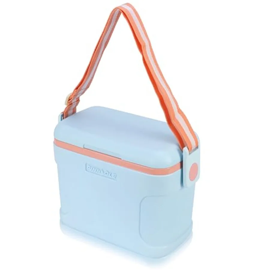 

8.5Qt Mini Cooler 14 x 7.6 x 10.6In Ice Box with Smart Divider Locking Lid Adjustable Shoulder Strap Insulated Picnic Basket Be