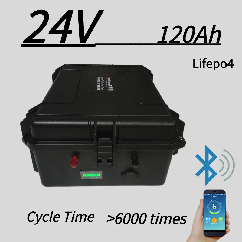 

24V 120Ah Lifepo4 Lithium Rion Battery Pack With BMS 150A For Fishing Boat Motor AGV Car Truck Marine Caravan +10A Charger