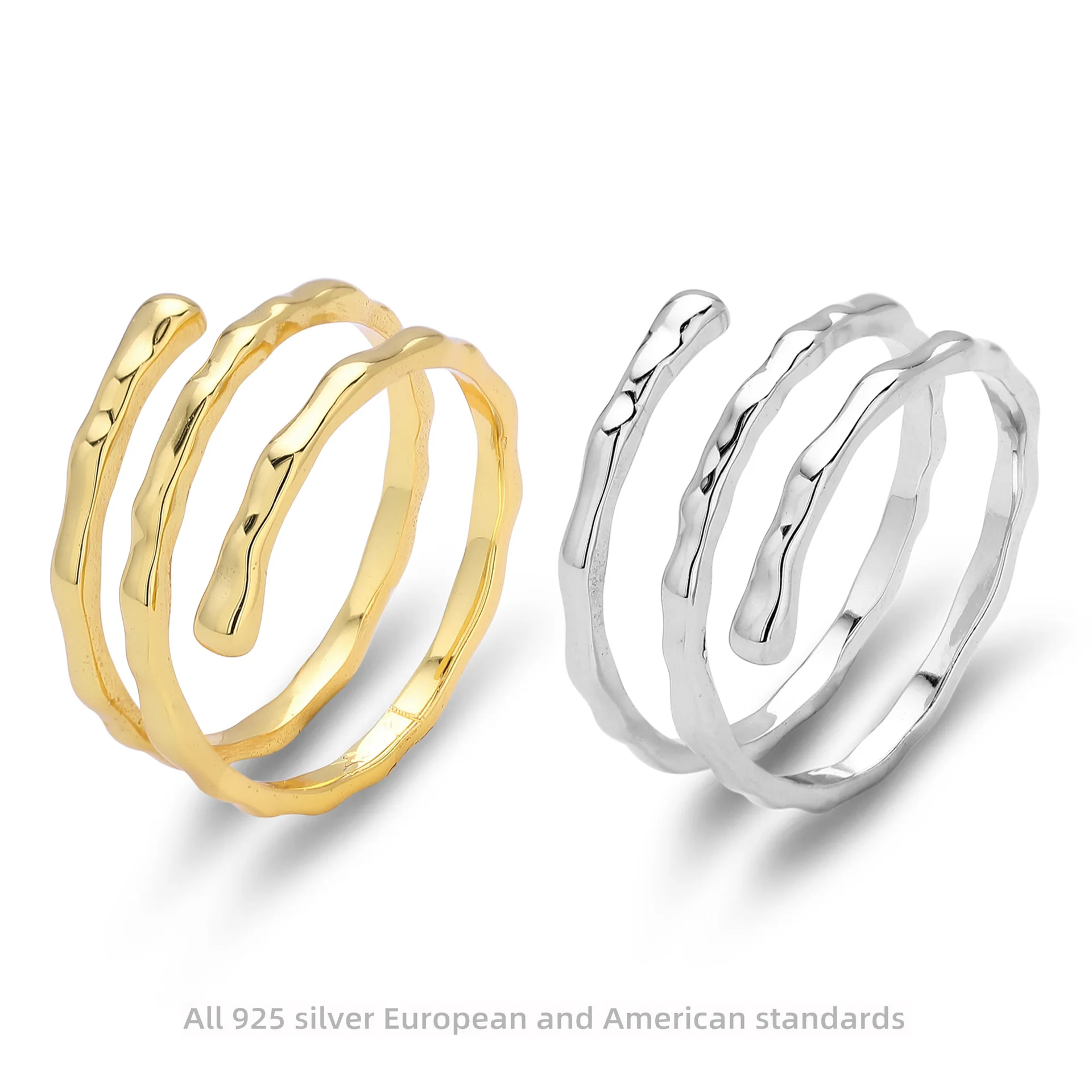 Withered Elegant Party Jewelry Rings Women's Ring S925 Sterling Silver Ring Fashionable Multi-layer Pleated Ring