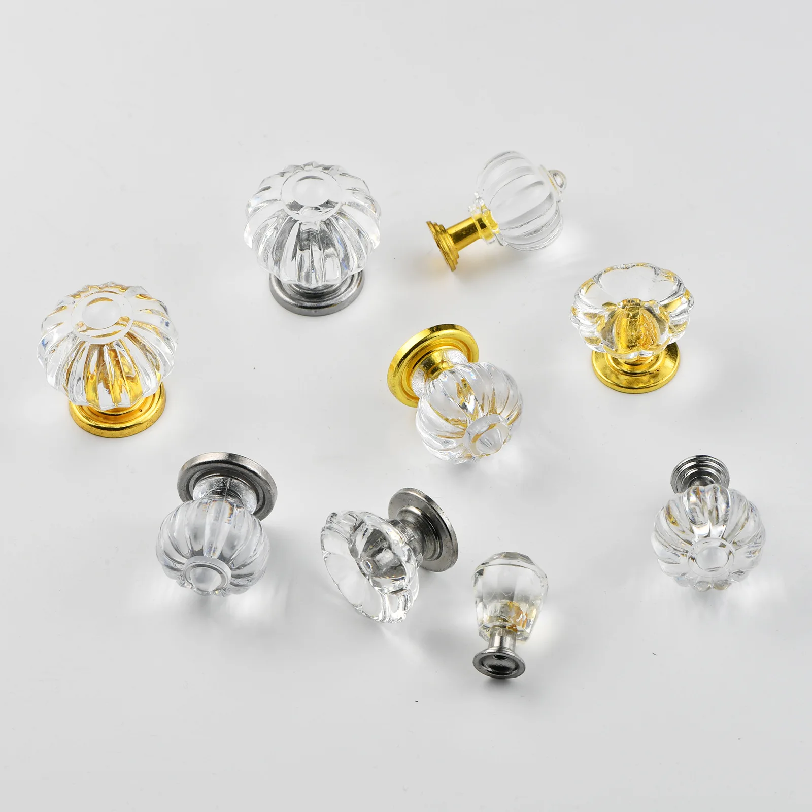 Cross-border acrylic single-hole gold transparent crystal handle light luxury cabinet bathroom cabinet drawer cabinet door handl