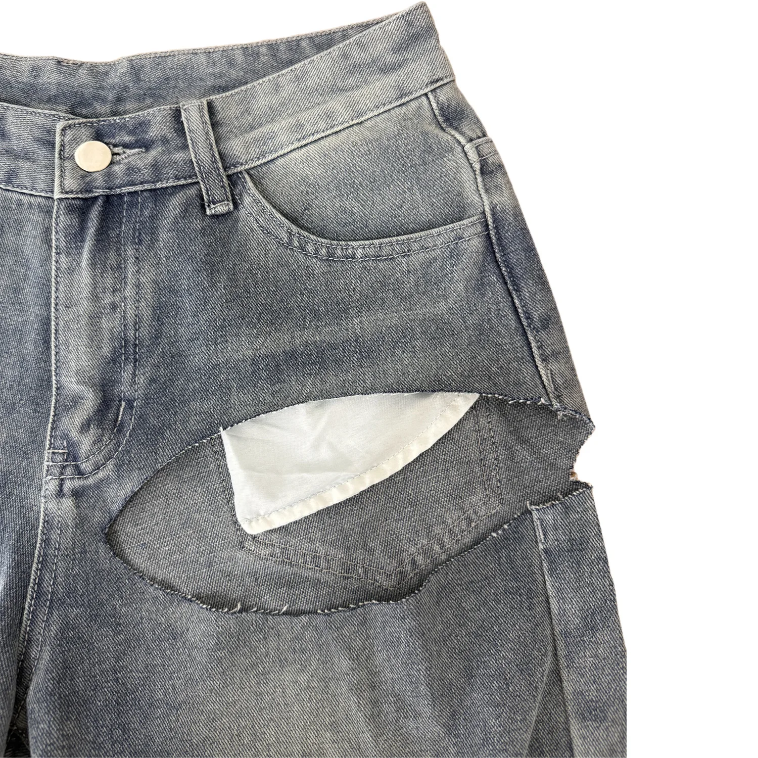 FAGADOER Y2k Sexy Hollow Out Denim Pants Women Solid Color Hole Patchwork High Waist Jeans Female Streetwear Bottoms 2025 New