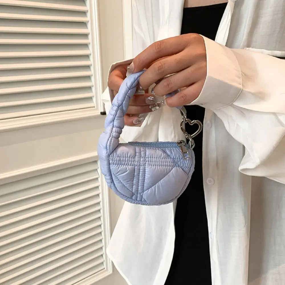 

Cute Solid Color Mini Pleated Cloud Bag Quilted Sling Small Wallet Hanging Mini Handbag Card Bag Key Bag