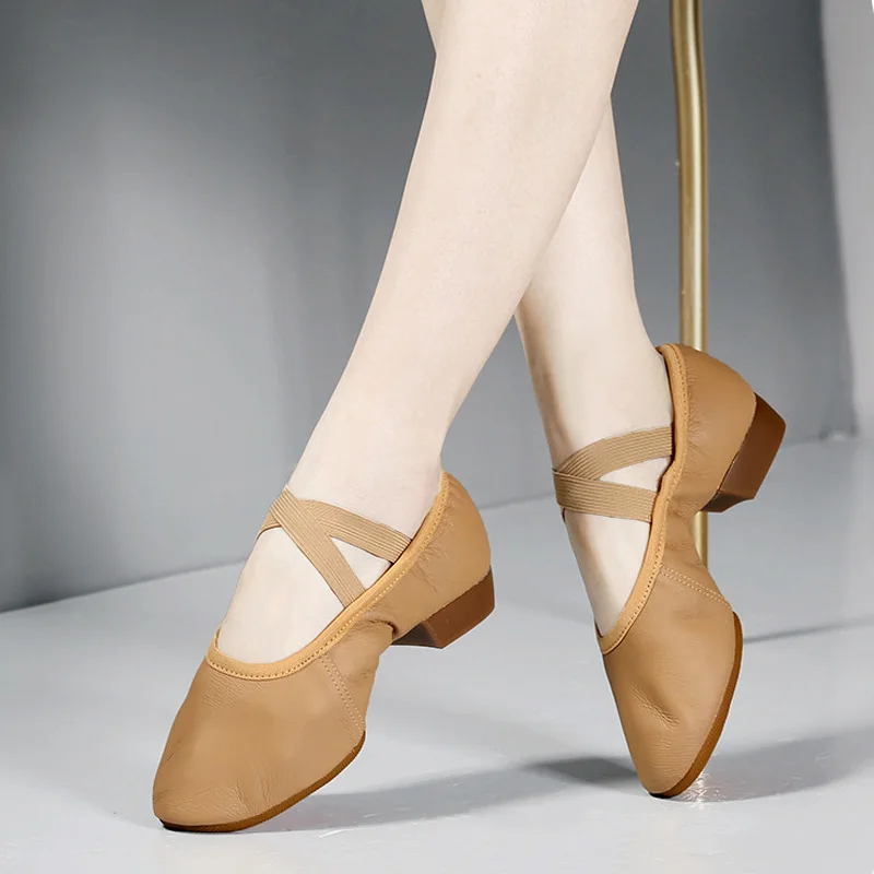 

Genuine Pig Leather Jazz Dance Shoes Split Rubber Sole Boy Girl Women Footwear Modern Ballet Dance shoes