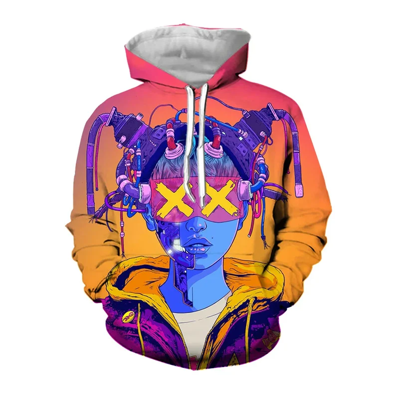 

3D Cyberpunk Hacker Printing Hoodies For Men Kids Fashion Streetwear Cool Hooded Sweatshirts Women Harajuku Y2k Pullover Top