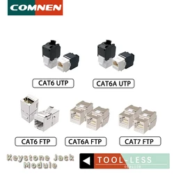 2-50pcs Rj45 Connector Keystone Shielded Cat 6A/6/7 F/UTP Slot Zinc Alloy Module Connector LAN Network Insert Tool-Free