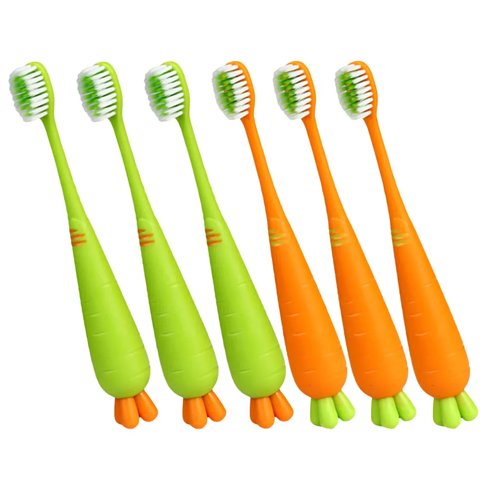

6 Pcs Carrot Toothbrush for Childs s Soft Manual Toothbrushes