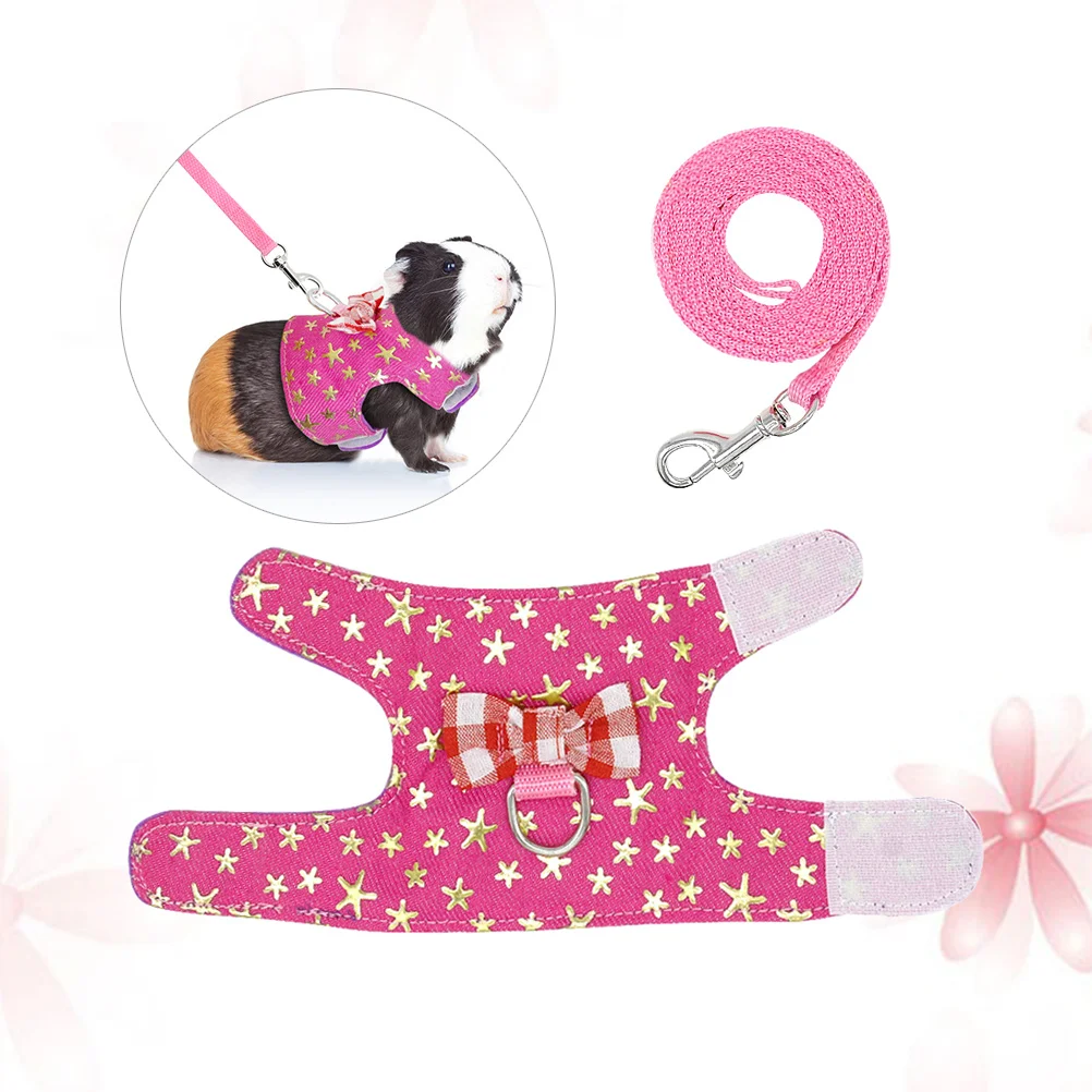 

Small Pet Harness Breathable Air Mesh Vest with Lead Lightweight Comfortable for Hamster Rabbit Collar Alternative Red Grids