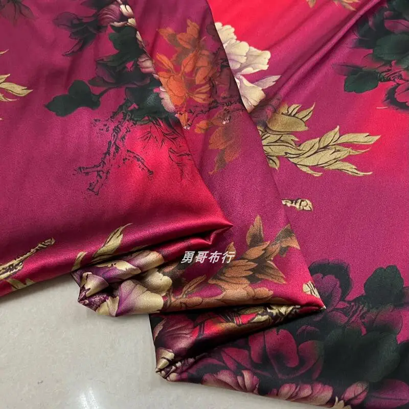 European and American Style 19 Momme Stretch Silk Flower Cloth Digital Inkjet Silky Silk Dress Cheongsam Cloth