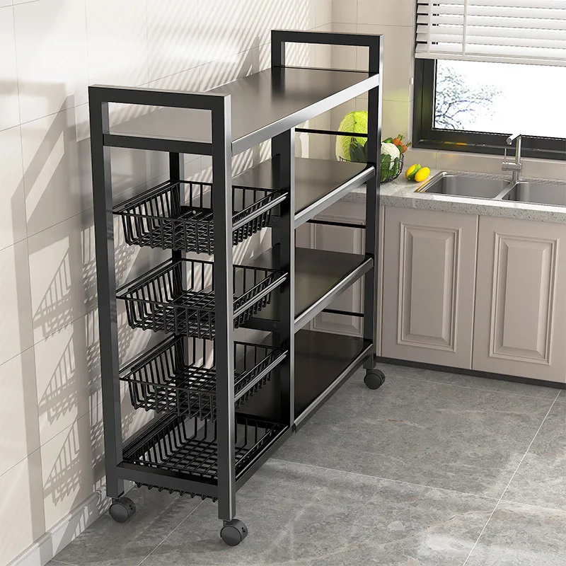 

Kitchen rack Floor-to-ceiling multi-layer vegetable storage rack Household multi-functional vegetable basket against the wall